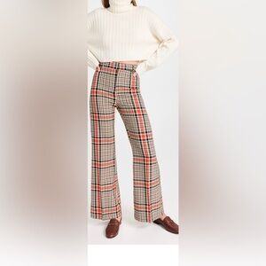Free People Plaid Boot Cut Pants - Red and Black
